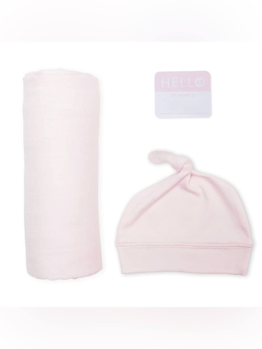 Lulujo Birth Announcement Pink Hat & Swaddle Receiving Blanket Set